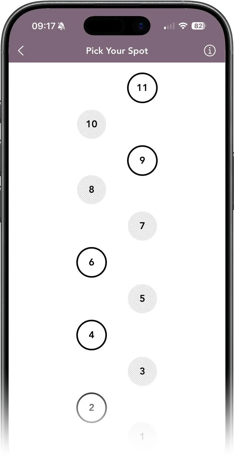 The ALIHA Studio app's Pick Your Spot floor map